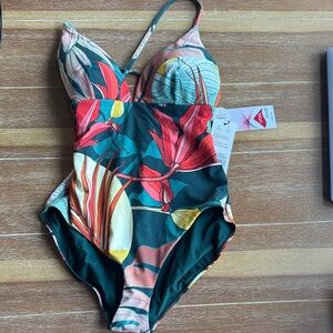 NWT Calia One Piece Tropical Strappy Back Swimsuit